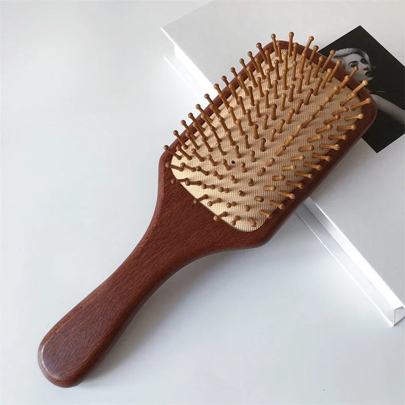 Square Bamboo Hair Brush – Anti-Static Wooden Paddle Comb for All Hair Types