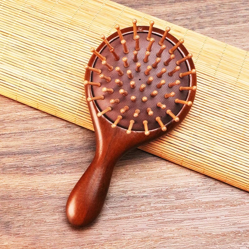 Mini Golden Sandalwood Air Bag Comb Air Cushion Anti Static Massage Wood Comb Curly Hair Comb Brush Hair Curly Hair