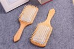Square Shape Wooden Paddle Hair Brush with Cushion Base & Scalp Massage Pins - Image 3