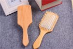 Square Shape Wooden Paddle Hair Brush with Cushion Base & Scalp Massage Pins - Image 4
