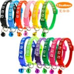 Adjustable Cat Collar with Bell – Colorful Nylon Strap with Paw Print Design - Image 10