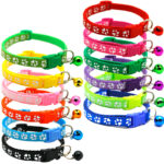 Adjustable Cat Collar with Bell – Colorful Nylon Strap with Paw Print Design - Image 20