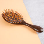 Oval Sandal Wooden Hair Brush – Handcrafted Sandalwood Brush with Soft Rounded Bristles for All Hair Types - Image 5