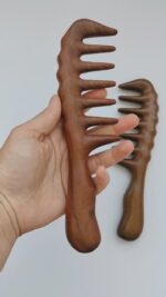 Natural Sandalwood Wooden Extra Wide Tooth Hair Comb with Scalp Massage Design - Image 4