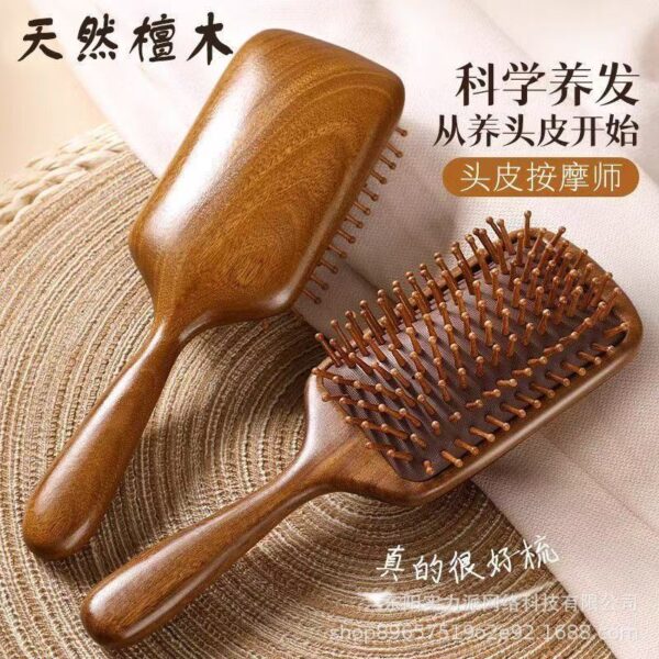 Sandalwood Wooden Paddle Hair Brush – Natural Detangling & Scalp Massage Comb