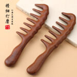 Natural Sandalwood Wooden Extra Wide Tooth Hair Comb with Scalp Massage Design - Image 6