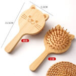 Cat Shape Natural Bamboo Wooden Hair Brush with Soft Scalp Massage Pins - Image 10