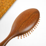 Oval Sandal Wooden Hair Brush – Handcrafted Sandalwood Brush with Soft Rounded Bristles for All Hair Types - Image 2