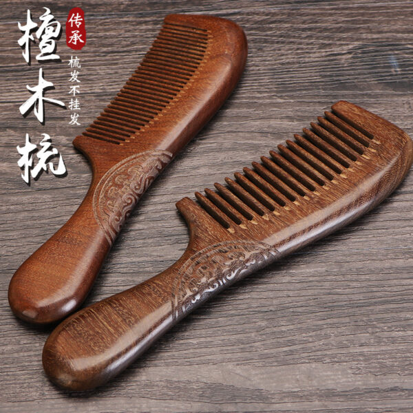 Wooden Sandalwood Handle Hair Comb with Wide or Narrow Teeth