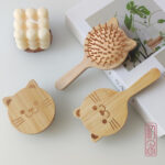 Cat Shape Natural Bamboo Wooden Hair Brush with Soft Scalp Massage Pins - Image 5