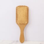 Square Shape Bamboo Wooden Hair Brush with Soft Scalp Massage Pins - Image 3
