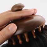 Sandalwood Round Wooden Massager – Natural Scalp & Body Massage Brush - Image 4