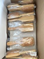 Square Shape Bamboo Wooden Hair Brush with Soft Scalp Massage Pins - Image 6