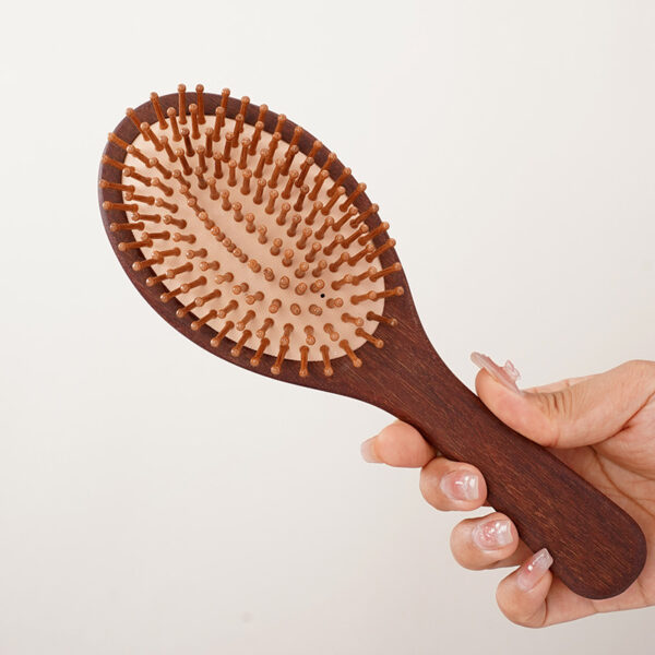 Oval Wooden Hair Brush for Gentle Detangling and Scalp Relaxation