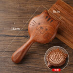 Cat-Shaped Wooden Hair Brush – Cute Sandalwood Detangling Comb - Image 5