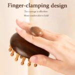 Sandalwood Round Wooden Massager – Natural Scalp & Body Massage Brush - Image 3
