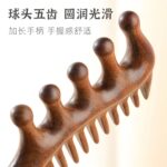 Curve Handle massage comb | Dual-Sided Wooden Massage & Detangling Comb - Image 4