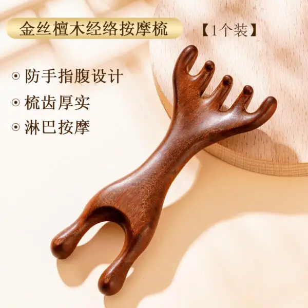 Five-Claw Meridian Massage | Dual-Ended Wooden Scalp & Body Massage Comb